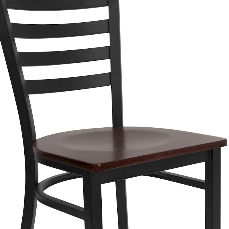 Ladder Back Metal Restaurant Chair - 16.5W x 17D x 32.25H - 16.5W x 17D x 32.25H