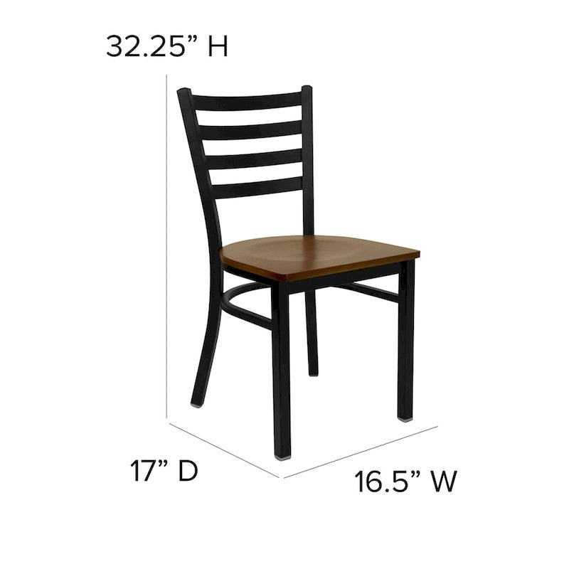 Ladder Back Metal Restaurant Chair - 16.5W x 17D x 32.25H - 16.5W x 17D x 32.25H