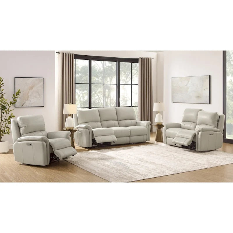 Elektrisch verstellbares Sofa, Zweisitzer und Relaxsessel mit Zero-Gravity-Funktion und Kopfstütze aus Narbenleder