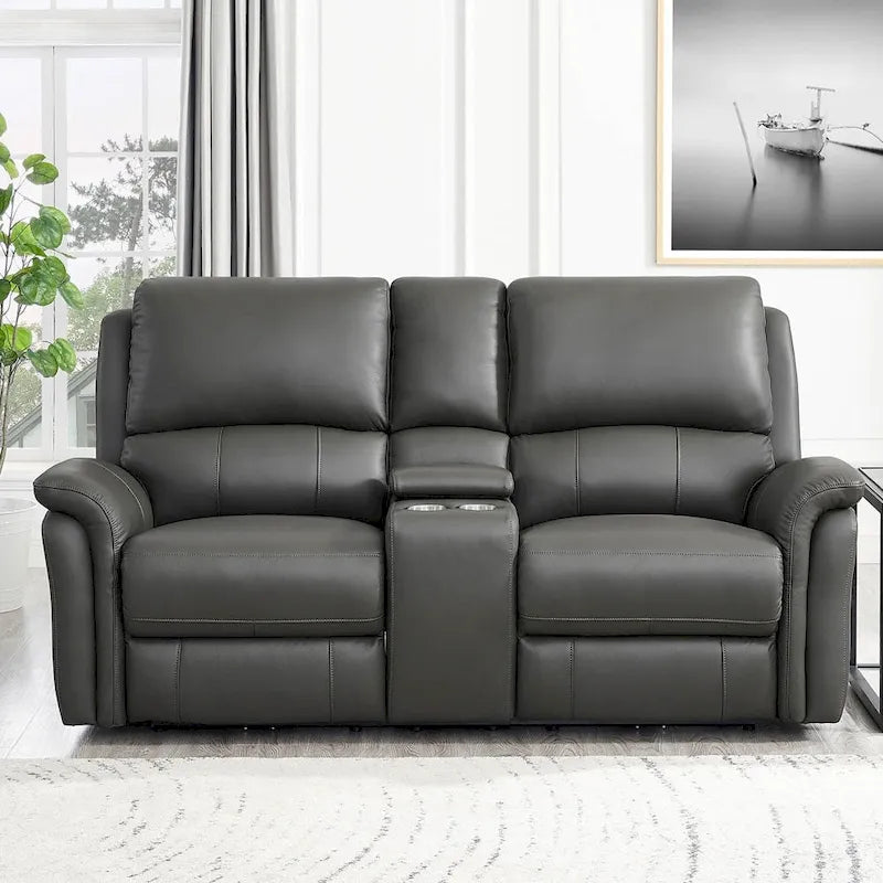 Canapé, causeuse et fauteuil inclinables électriques Zero Gravity avec appuie-tête et revêtement en cuir pleine fleur