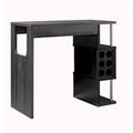 Transitional Style Wooden Bar Table with 3 Tier Side Shelves, Gray