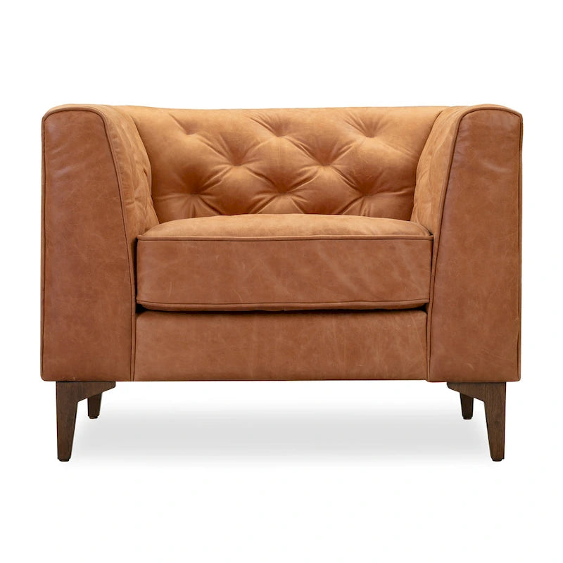 Lounge-Sessel - Vollnarbiges echtes italienisches Leder