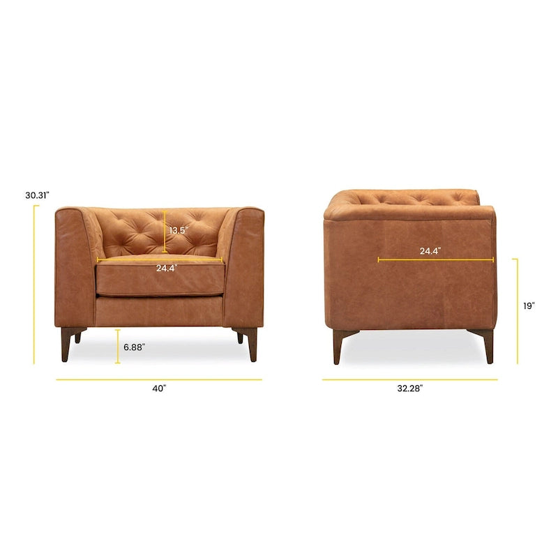 Lounge-Sessel - Vollnarbiges echtes italienisches Leder