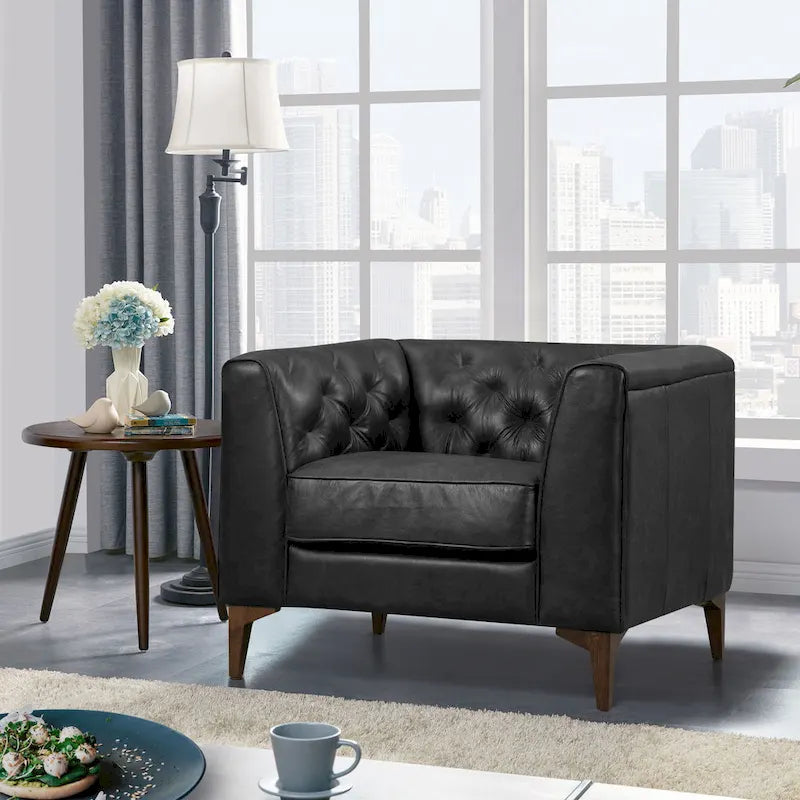 Lounge-Sessel - Vollnarbiges echtes italienisches Leder