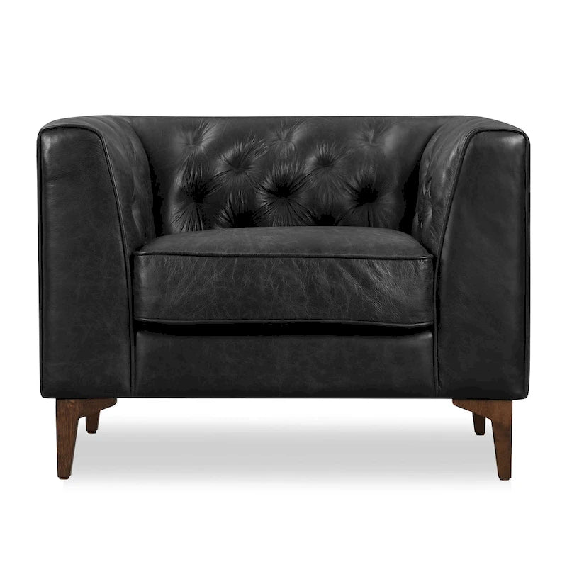 Lounge-Sessel - Vollnarbiges echtes italienisches Leder