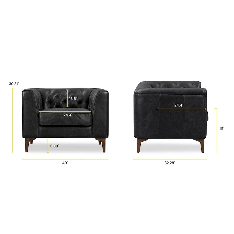 Lounge-Sessel - Vollnarbiges echtes italienisches Leder