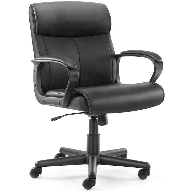 Bürostuhl mit gepolsterten Armlehnen, PU-Leder, Homeoffice-Stuhl