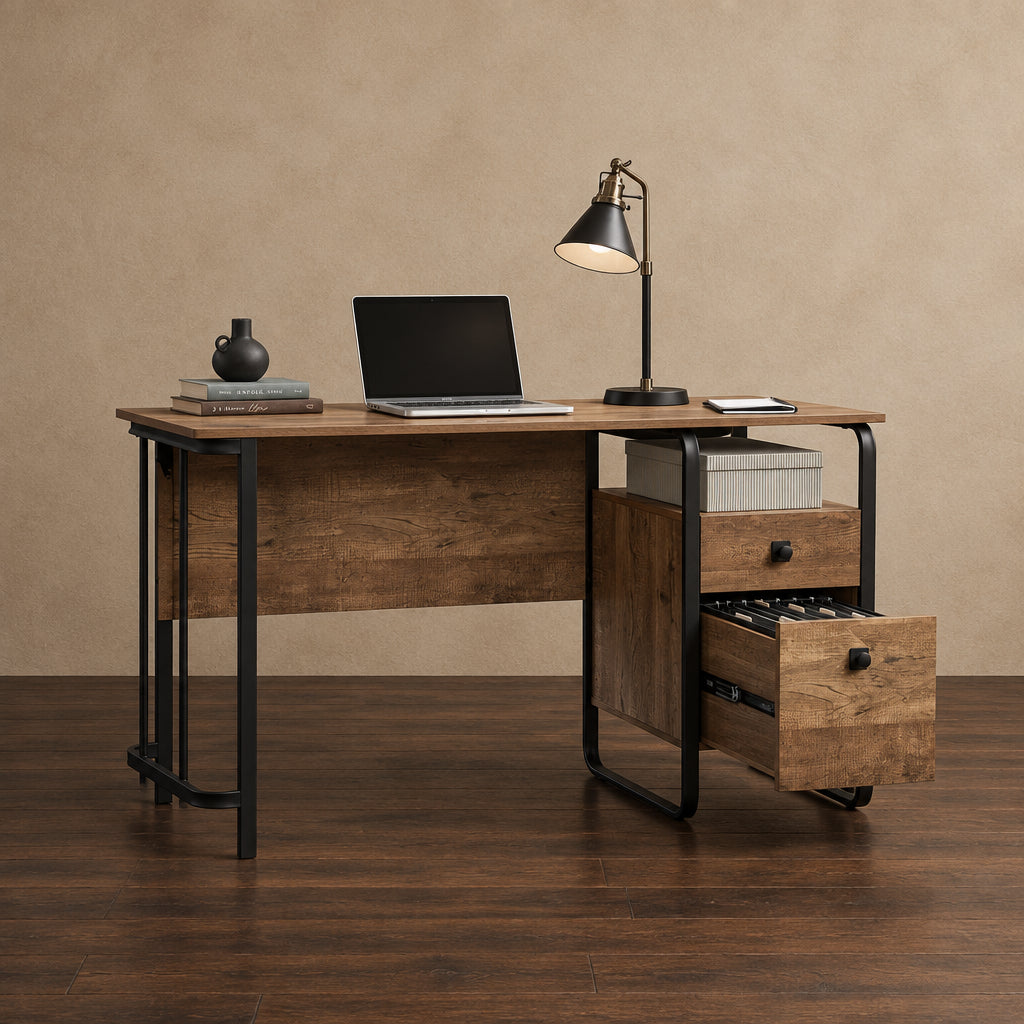 Station House Desk Etched Oak
