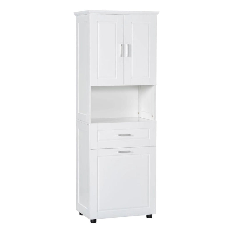 Tall Bathroom Cabinet with Laundry Basket Large Storage Space Tilt-Out Laundry Hamper and Upper Storage Cabinet