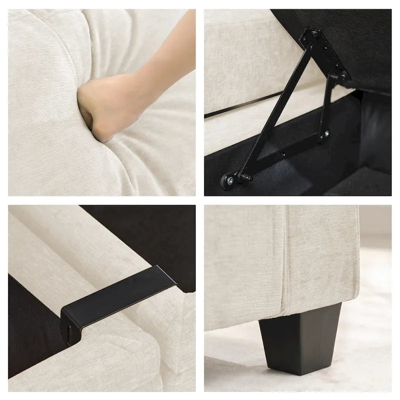 Chenille-Einzelschlafsofa mit abnehmbarem Hocker