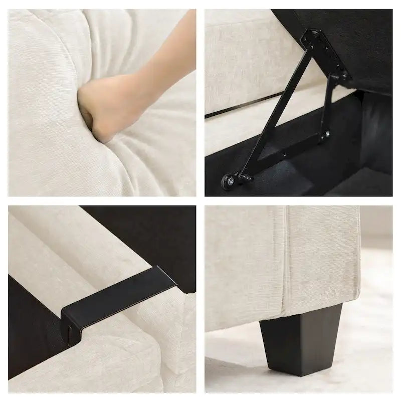 Chenille-Einzelschlafsofa mit abnehmbarem Hocker