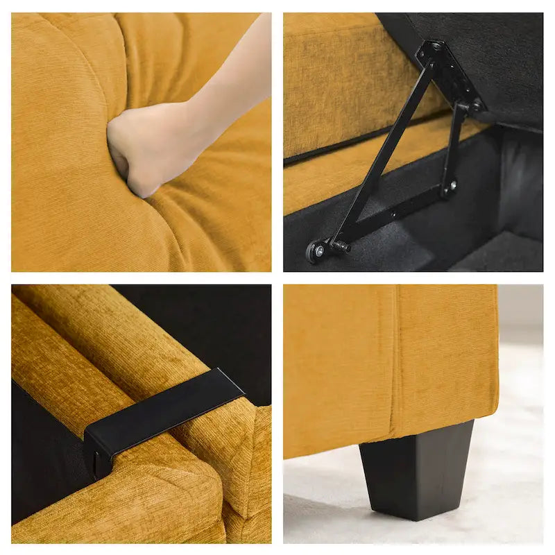 Chenille-Einzelschlafsofa mit abnehmbarem Hocker
