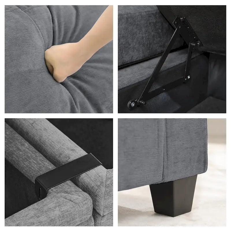 Chenille-Einzelschlafsofa mit abnehmbarem Hocker