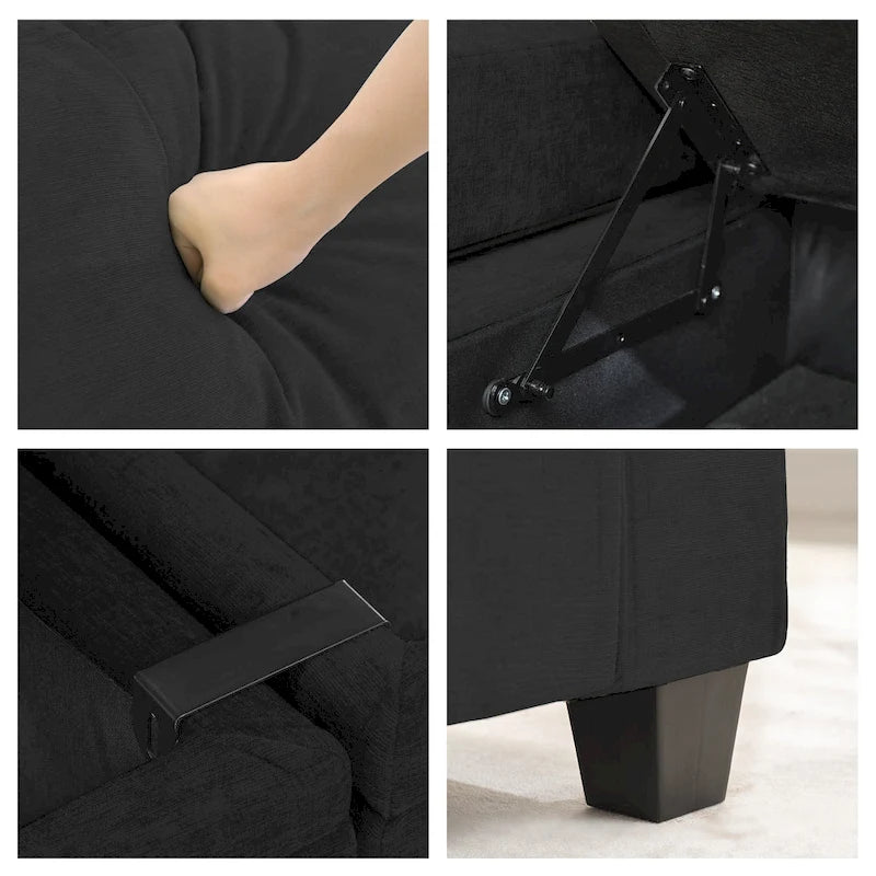 Chenille-Einzelschlafsofa mit abnehmbarem Hocker